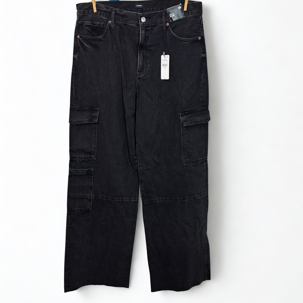 Express Charcoal Wide Leg Jeans